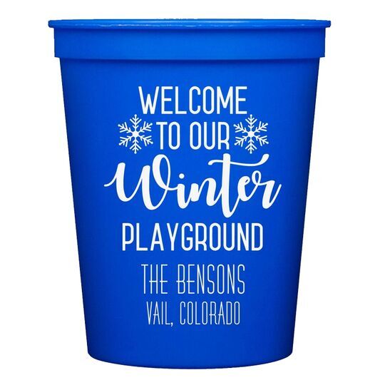 Welcome To Our Winter Playground Stadium Cups